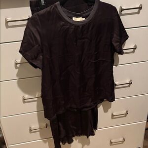 Nation Black Short Sleeve Top and Skirt Set